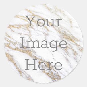 Skapa din egen Metallic White & Guld Faux Marble Runt Klistermärke