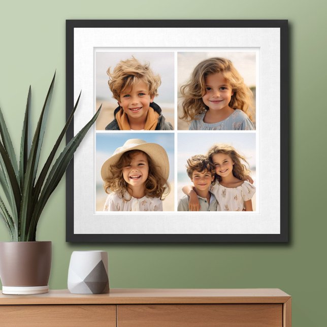 Skapa din egen minimala 4-fotokollage - Vit Poster (Custom Poster)