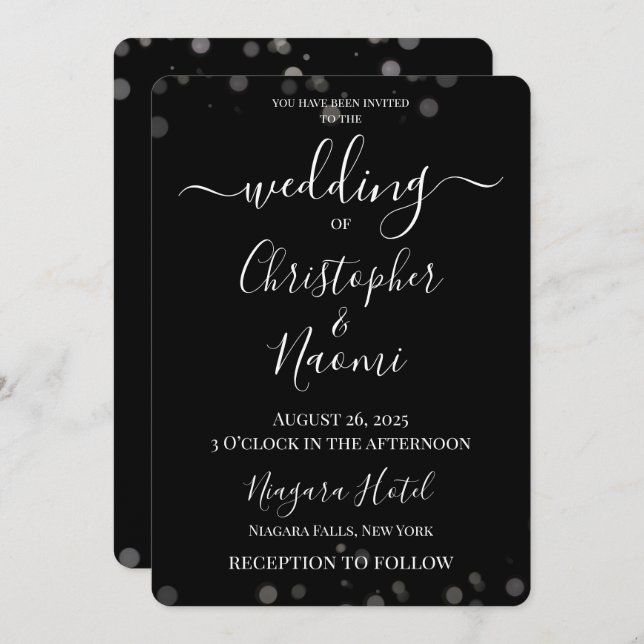 Skapa din egen minimalistisk Bokeh Kant Bröllop Inbjudningar (Fram/baksida)