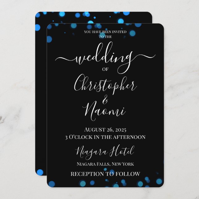 Skapa din egen minimalistisk Bokeh Kant Bröllop Inbjudningar (Fram/baksida)