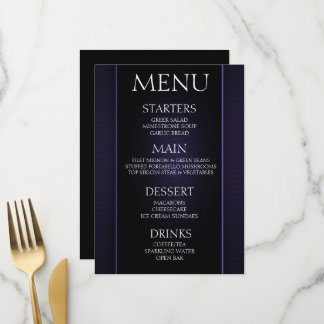 Skapa din egen - minimalistisk svart indigo-event meny