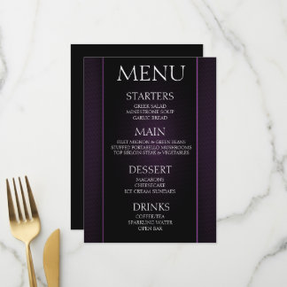 Skapa din egen - minimalistisk svart lila event meny