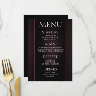 Skapa din egen - minimalistisk svart rosa event meny