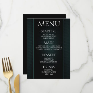 Skapa din egen - minimalistisk svart teal-event meny