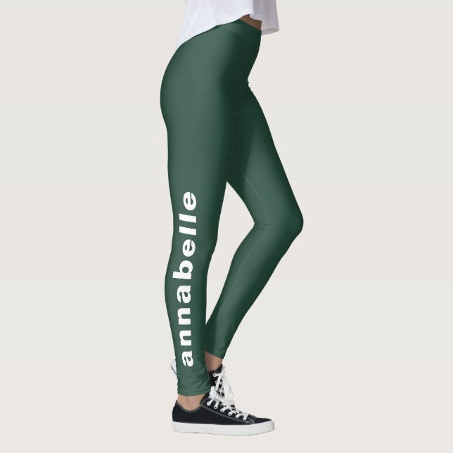 Skapa din egen minimalistiska Emerald Grönt Yoga Leggings (Höger)