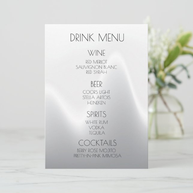 Skapa din egen minimalistiska Silver Wave-dryck Meny (Stående Fram)