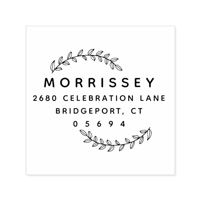 Skapa din egen | Modern returadress med löv Självfärgande Stämpel (Design)