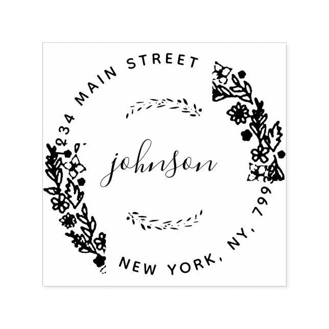 Skapa din egen moderna Blommigt runda Returadress Självfärgande Stämpel (Design)