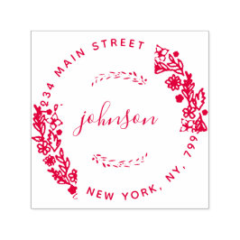 Skapa din egen moderna Blommigt runda Returadress Självfärgande Stämpel