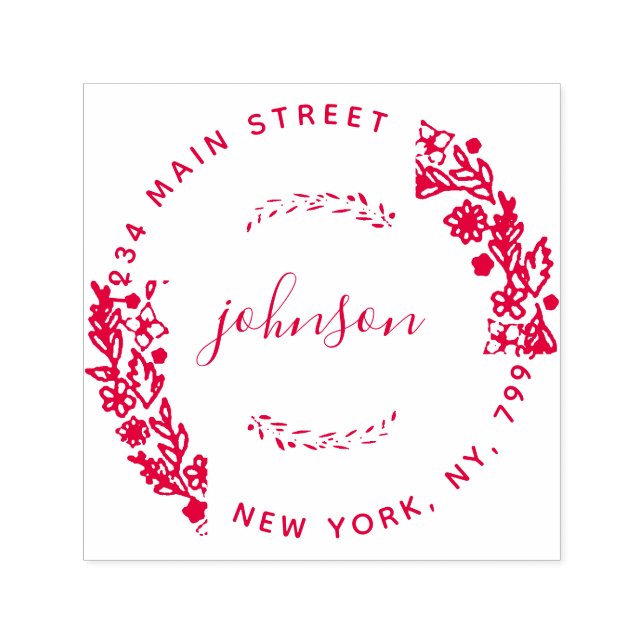 Skapa din egen moderna Blommigt runda Returadress Självfärgande Stämpel (Design)