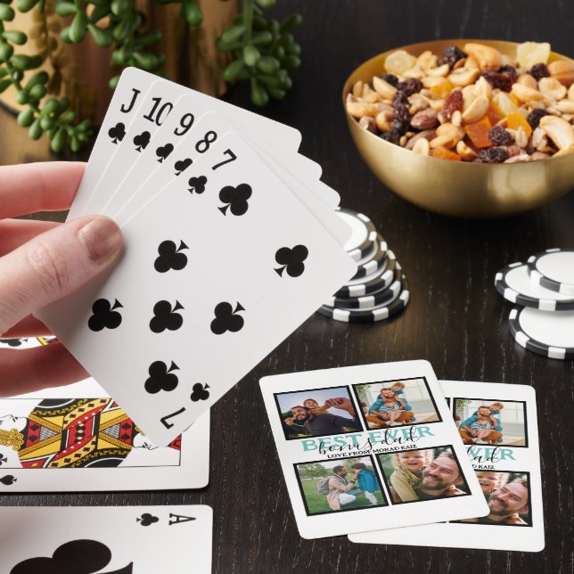 Skapa din egen moderna Bonus Pappa 4-fotosamling Casinokort (På plats)