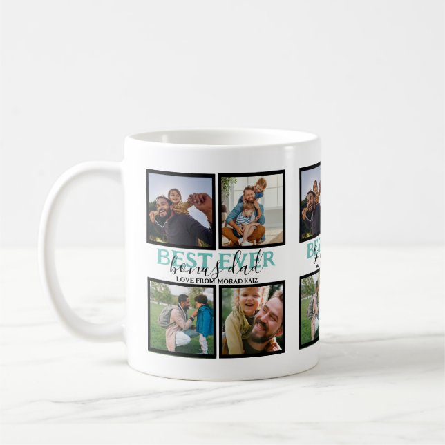 Skapa din egen moderna Bonus Pappa 4-fotosamling Kaffemugg (Vänster)