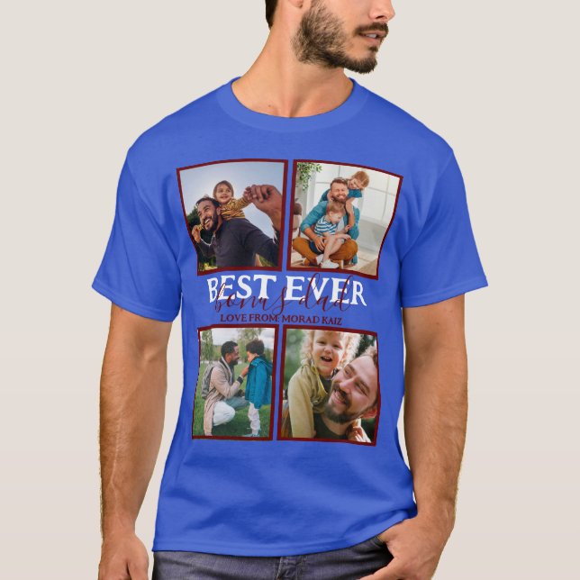 Skapa din egen moderna Bonus Pappa 4-fotosamling T Shirt (Framsida)