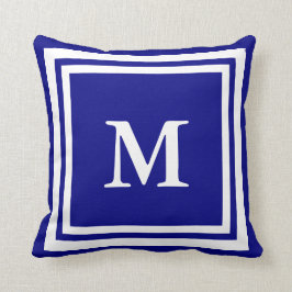 Skapa Din Egen Monogram Marinblå och Vit Kudde