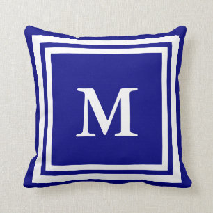 Skapa Din Egen Monogram Marinblå och Vit Kudde