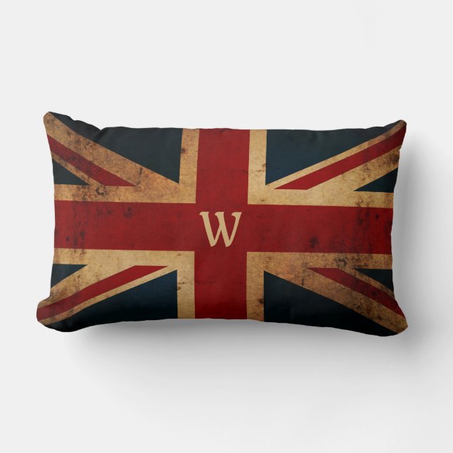 Skapa din egen monogram Union Jack Lumbarkudde (Framsida)