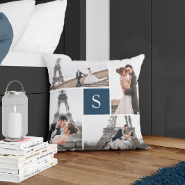 Skapa din egen monogramlagda 5-foto collage kudde