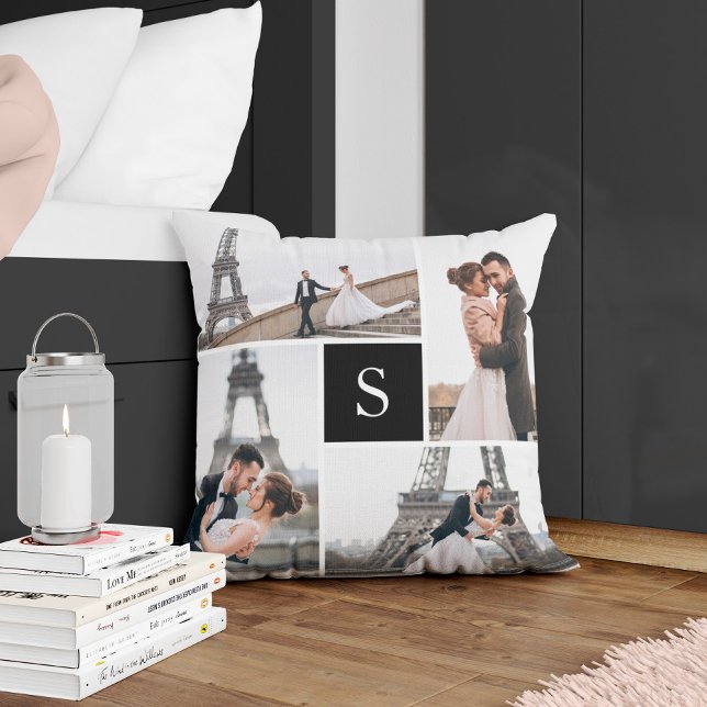 Skapa din egen monogramlagda 5-foto collage kudde (Skapare uppladdad)