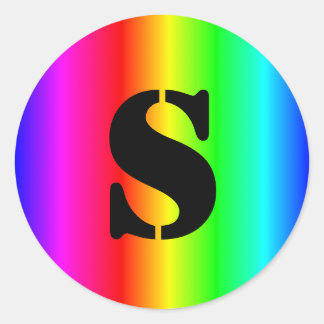 Skapa din egen monogramm regnbow gradient runt klistermärke