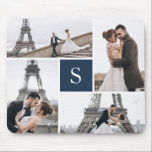 Skapa din egen monogrammed 4-fotokollage musmatta<br><div class="desc">Lägg till dina foton och din anpassningsbar monogram för en speciell design av ett slag.</div>