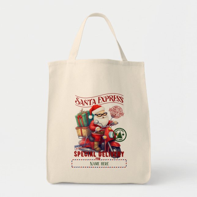 Skapa din egen moped Santa Gift Sack Tygkasse (Framsidan)