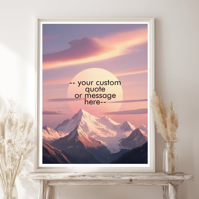 Skapa Din Egen Motiverande Citat-Solnedgångsberg Poster (Create Your Own Motivational Quote – Sunset Mountain Retro Poster. )
