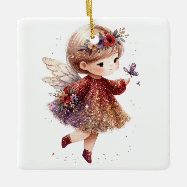 Skapa din egen mousserande poppies Angel Julgransprydnad Keramik (Framsida)