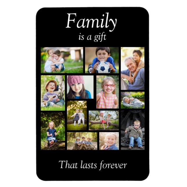 Skapa din egen multi-foto collage svart vitt  magnet (Vertikal)