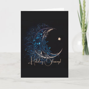 Skapa din egen Mystical Blue & Guld Måne Helgkort