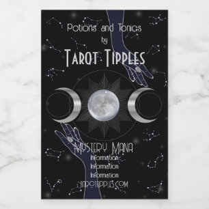 Skapa din egen Mystical Silver Triple Måne Tarot Vinetikett