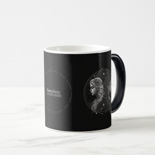 Skapa din egen mystiska akstrologi Gemini Zodiac Magisk Mugg (Framsida höger)