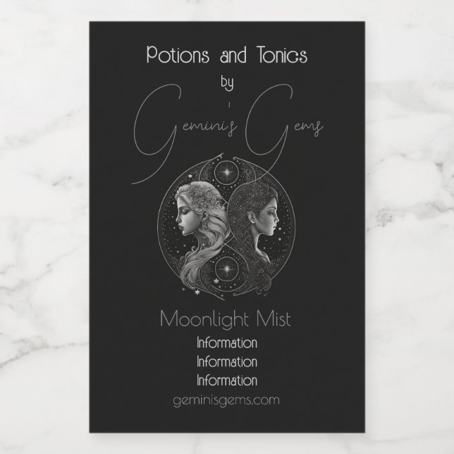 Skapa din egen mystiska akstrologi Gemini Zodiac Vinetikett (Enkel etikett)