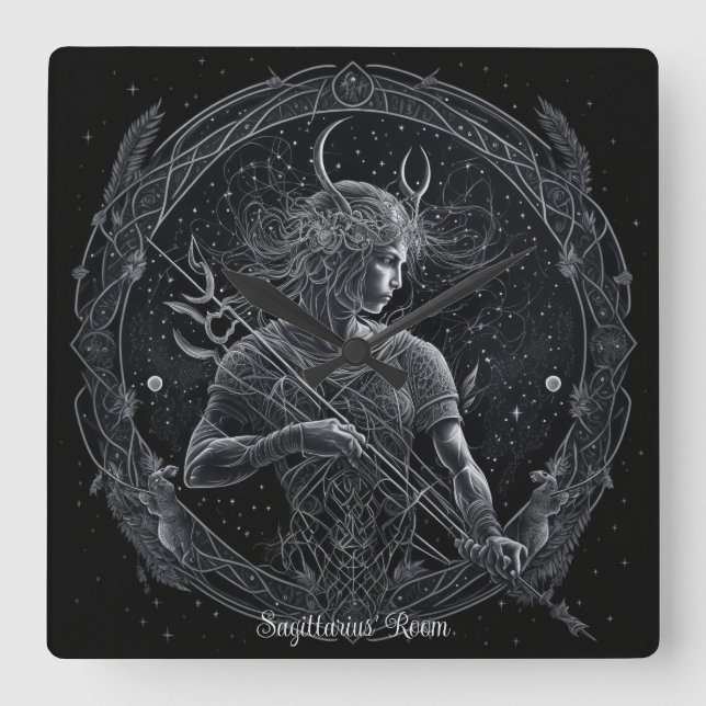 Skapa din egen mystiska akstrologi Sagittarius Fyrkantig Klocka (Framsida)