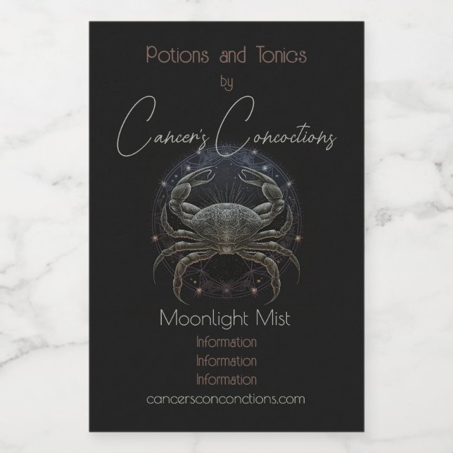 Skapa din egen mystiska astrologicancerzodiak vinetikett (Enkel etikett)