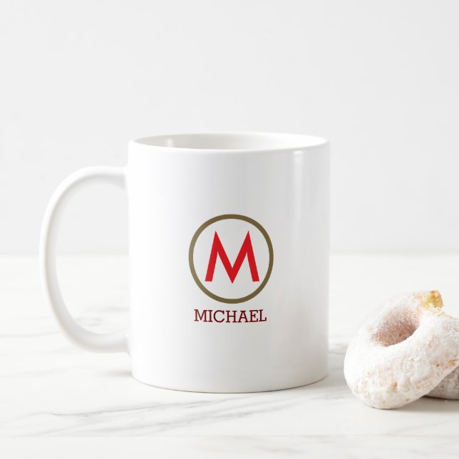 Skapa din egen Namn Monogram Red Kaffemugg (Med munk)