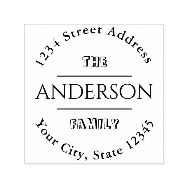 Skapa din egen Namn Round-Returadress i familjen Självfärgande Stämpel (Design)