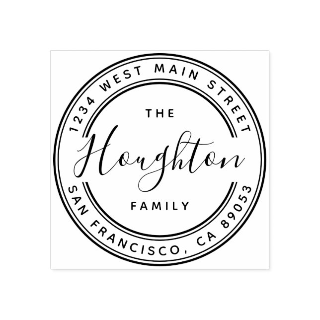 Skapa din egen Namn Round-Returadress i familjen Stämpel (Tryck)