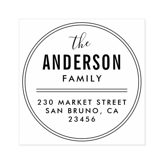 Skapa din egen Namn Round-Returadress i familjen Stämpel (Tryck)