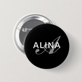 Skapa din egen namnmonogramdesign 2¼ tum rund knapp