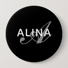 Skapa din egen namnmonogramdesign 4'' rund knapp