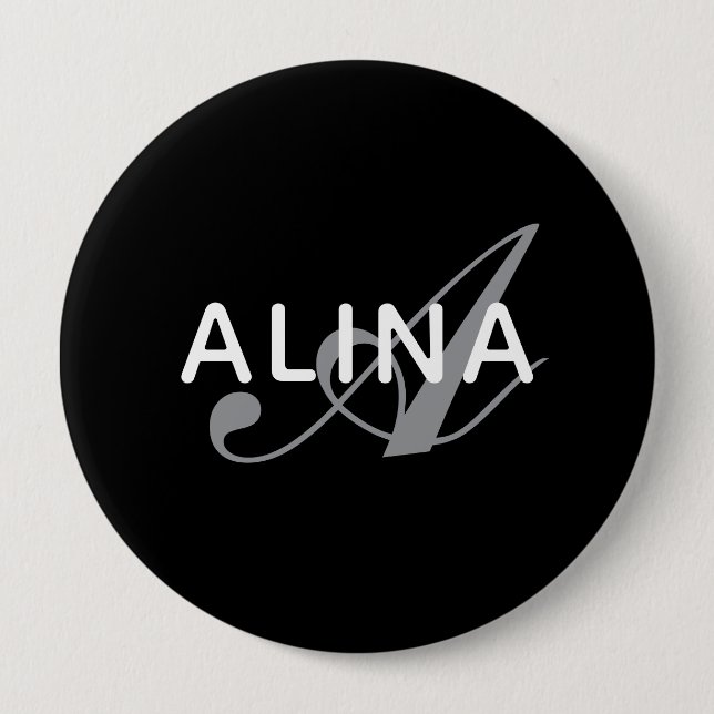 Skapa din egen namnmonogramdesign 4'' rund knapp (Framsida)