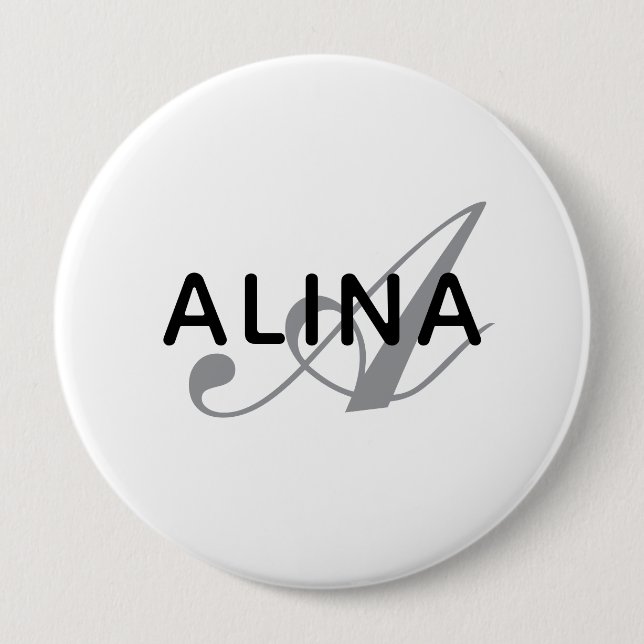 Skapa din egen namnmonogramdesign 4'' rund knapp (Framsida)