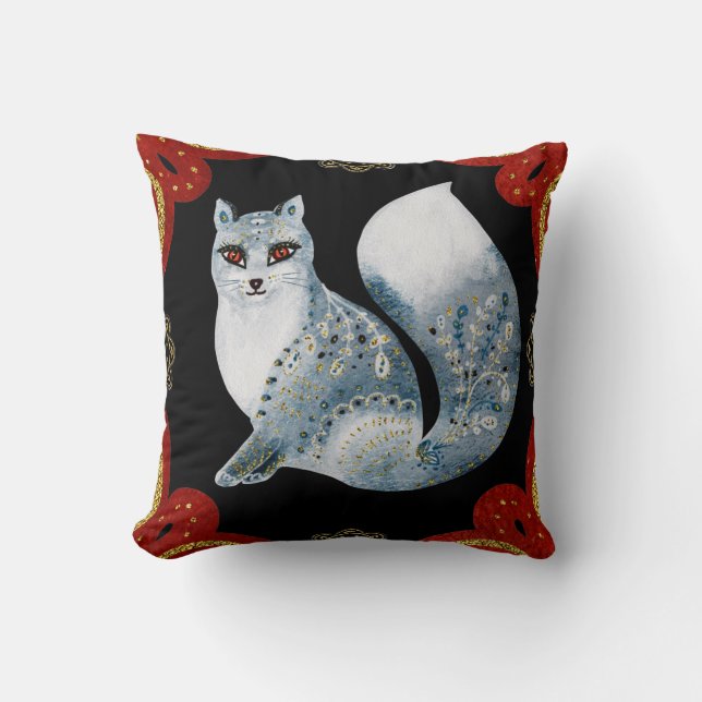 Skapa din egen nordiska blå räv & Snöflingor Kudde (Framsida)