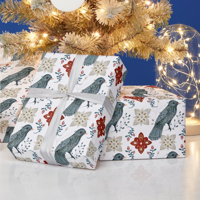 Skapa din egen nordiska blåa fågel presentpapper (Helgdagar)