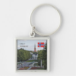 Skapa din egen Norge resefotopersonlig Fyrkantig Silverfärgad Nyckelring