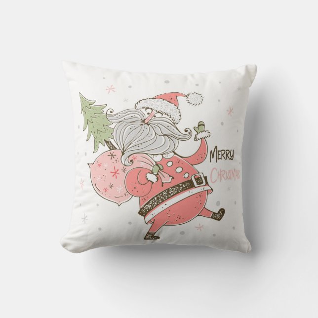 Skapa Din Egen Nyckfull Tomte Vit Kudde (Framsida)