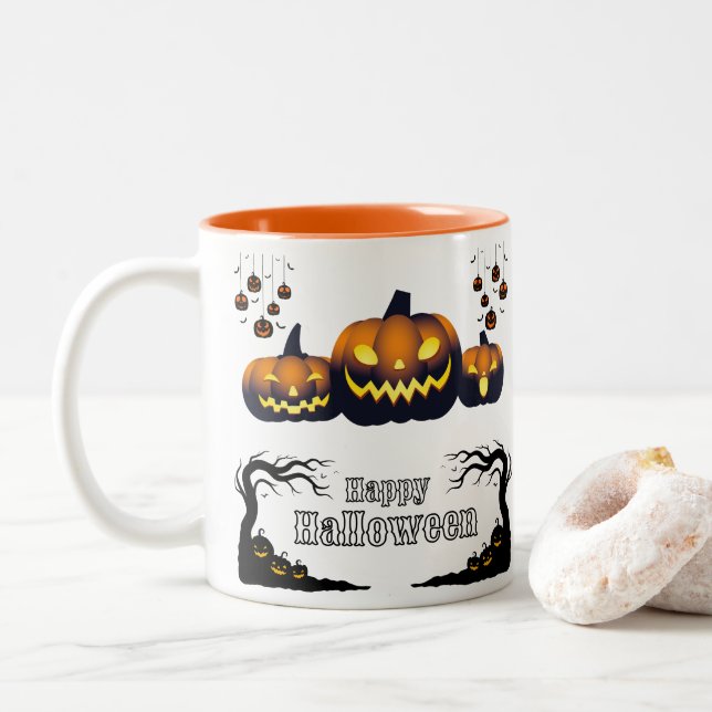 Skapa din egen Orange Happy halloween Mugg (Med munk)
