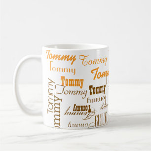 Skapa din egen orange till brunt namn mönster kaffemugg