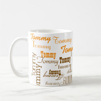 Skapa din egen orange till brunt namn mönster kaffemugg