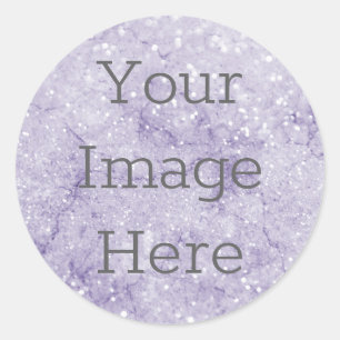Skapa din egen pastel Lilac Lila Glitter Marble Runt Klistermärke